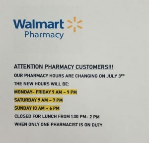 Walmart Pharmacy Lunch Hours and Break Timings