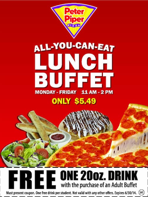 peter piper pizza lunch buffet hours