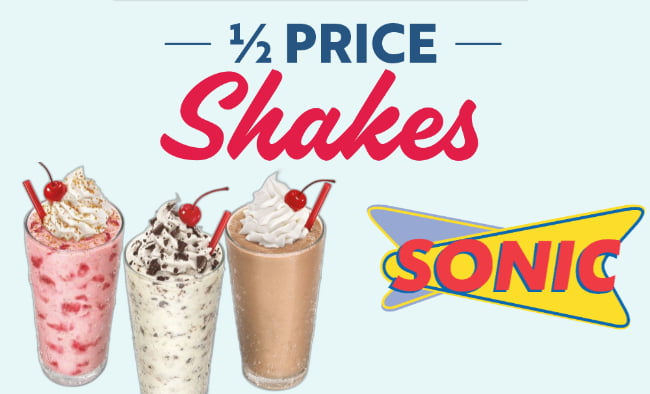 when does sonic start half-price shakes after 8